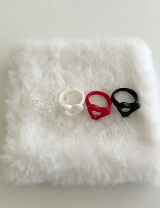 Rough Heart Fashion Ring Acrylic Vintage Friendship Transparent