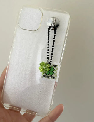 Stamp Keyring Four-Leaf Clover Keyholder Lucky Phone Strap Couple