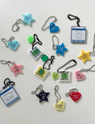 Stamp Keyring Four-Leaf Clover Keyholder Lucky Phone Strap Couple
