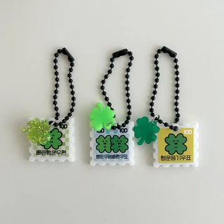 Stamp Keyring Four-Leaf Clover Keyholder Lucky Phone Strap Couple