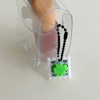 Stamp Keyring Four-Leaf Clover Keyholder Lucky Phone Strap Couple