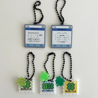 Stamp Keyring Four-Leaf Clover Keyholder Lucky Phone Strap Couple