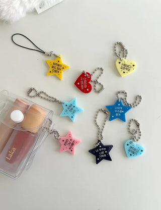 Acrylic Keyring Message Star Heart Keyholder Phone Strap