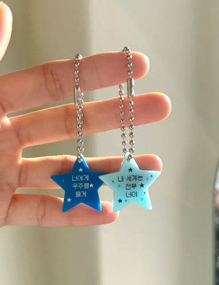 Acrylic Keyring Message Star Heart Keyholder Phone Strap