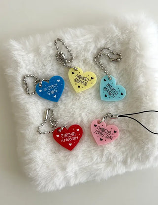 Acrylic Keyring Message Star Heart Keyholder Phone Strap