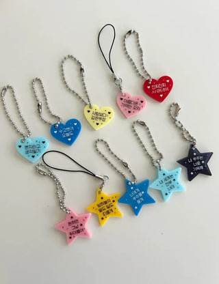 Acrylic Keyring Message Star Heart Keyholder Phone Strap