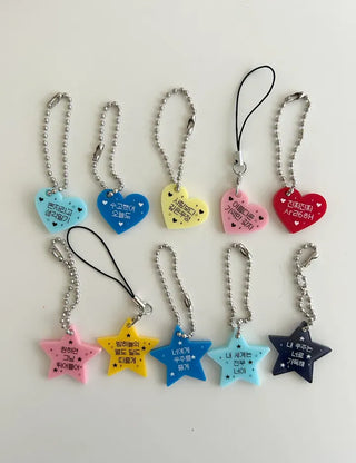 Acrylic Keyring Message Star Heart Keyholder Phone Strap