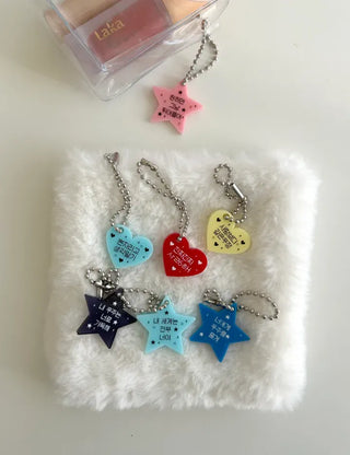 Acrylic Keyring Message Star Heart Keyholder Phone Strap