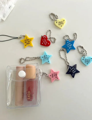 Acrylic Keyring Message Star Heart Keyholder Phone Strap