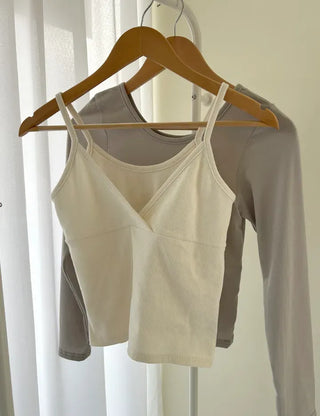 T-shirt Bustier Sleeveless Set Layered Long Sleeve