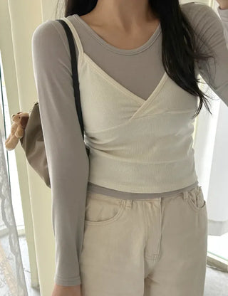 T-shirt Bustier Sleeveless Set Layered Long Sleeve
