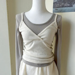 T-shirt Bustier Sleeveless Set Layered Long Sleeve