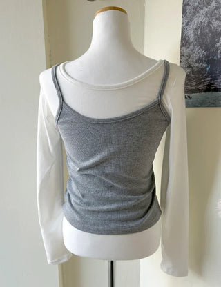 T-shirt Bustier Sleeveless Set Layered Long Sleeve