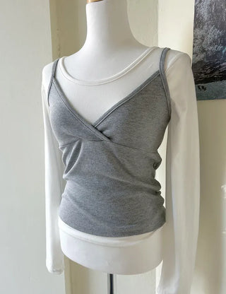 T-shirt Bustier Sleeveless Set Layered Long Sleeve