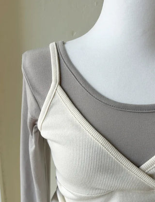 T-shirt Bustier Sleeveless Set Layered Long Sleeve
