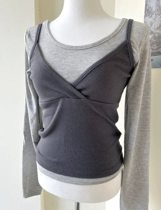 T-shirt Bustier Sleeveless Set Layered Long Sleeve