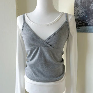 T-shirt Bustier Sleeveless Set Layered Long Sleeve