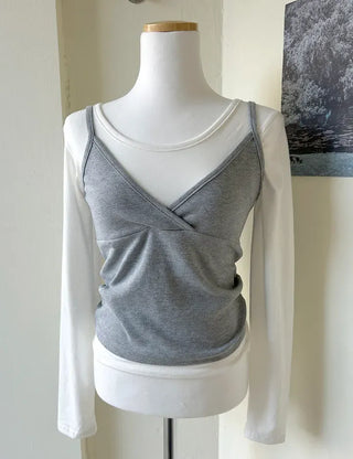 T-shirt Bustier Sleeveless Set Layered Long Sleeve
