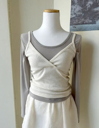 T-shirt Bustier Sleeveless Set Layered Long Sleeve