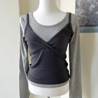T-shirt Bustier Sleeveless Set Layered Long Sleeve
