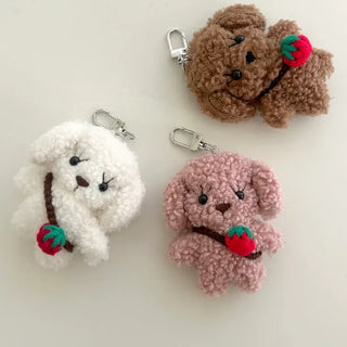 Strawberry bag, dog keyring, key holder, key chain, bag charm