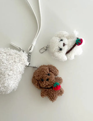 Strawberry bag, dog keyring, key holder, key chain, bag charm