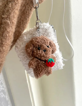 Strawberry bag, dog keyring, key holder, key chain, bag charm