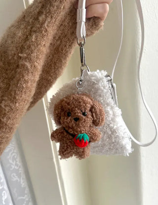 Strawberry bag, dog keyring, key holder, key chain, bag charm