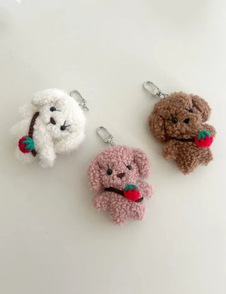 Strawberry bag, dog keyring, key holder, key chain, bag charm