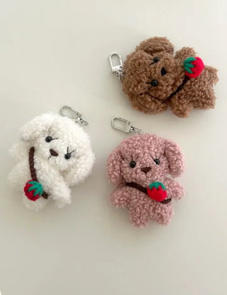 Strawberry bag, dog keyring, key holder, key chain, bag charm