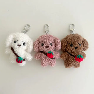 Strawberry bag, dog keyring, key holder, key chain, bag charm