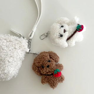 Strawberry bag, dog keyring, key holder, key chain, bag charm