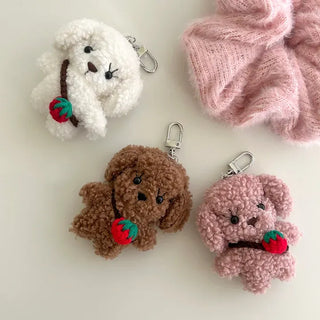 Strawberry bag, dog keyring, key holder, key chain, bag charm
