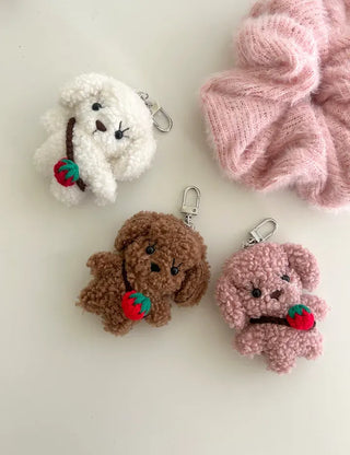 Strawberry bag, dog keyring, key holder, key chain, bag charm