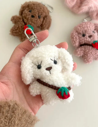 Strawberry bag, dog keyring, key holder, key chain, bag charm