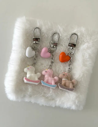 Rocking horse keyring, horse doll, heart keyholder, phone charm