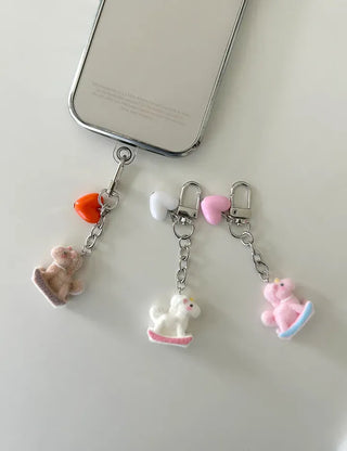 Rocking horse keyring, horse doll, heart keyholder, phone charm