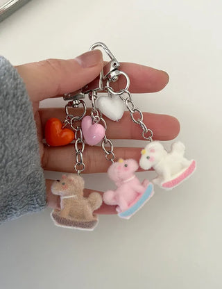 Rocking horse keyring, horse doll, heart keyholder, phone charm
