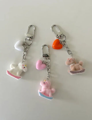 Rocking horse keyring, horse doll, heart keyholder, phone charm