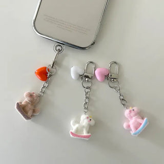 Rocking horse keyring, horse doll, heart keyholder, phone charm