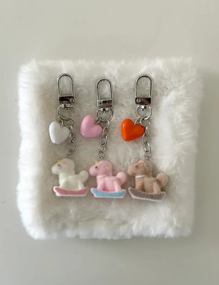 Rocking horse keyring, horse doll, heart keyholder, phone charm