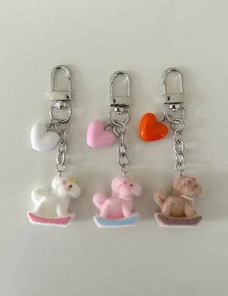 Rocking horse keyring, horse doll, heart keyholder, phone charm
