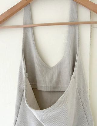 Halter sleeveless t-shirt ribbed layered bustier
