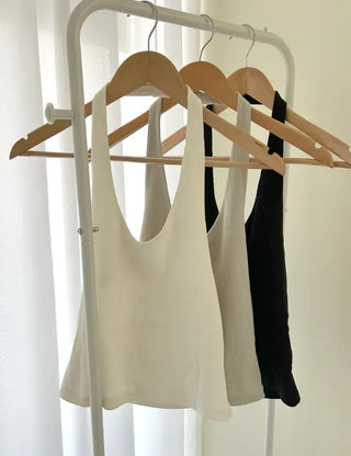 Halter sleeveless t-shirt ribbed layered bustier