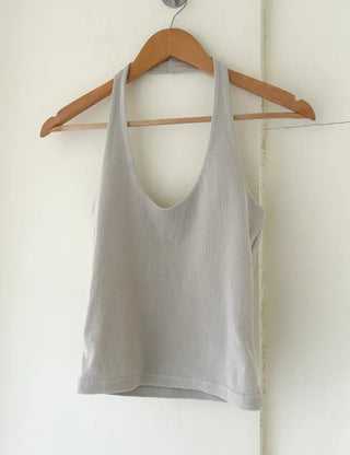 Halter sleeveless t-shirt ribbed layered bustier