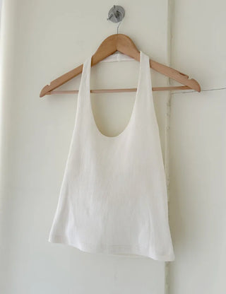 Halter sleeveless t-shirt ribbed layered bustier