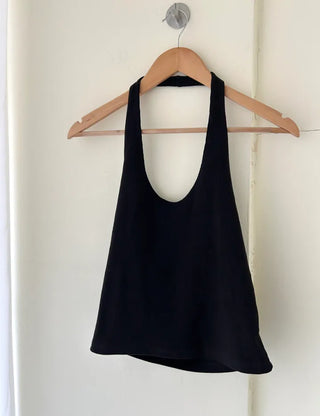 Halter sleeveless t-shirt ribbed layered bustier