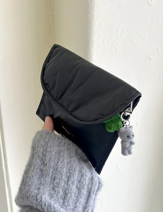 Metallic Card Wallet Round Pouch Silver Mini