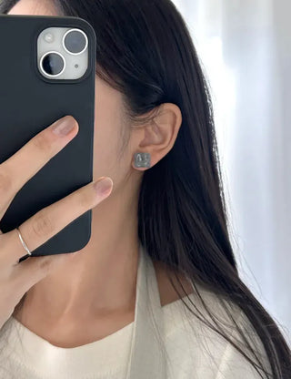 Pair Earring Set Stone Marble Pearl Titanium Mini Earrings