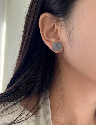 Pair Earring Set Stone Marble Pearl Titanium Mini Earrings